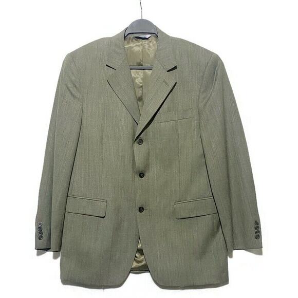 Linea Uomo Blazer Jacket Men's Size 40R Single Breasted Gray Green Herringbone - Picture 1 of 8